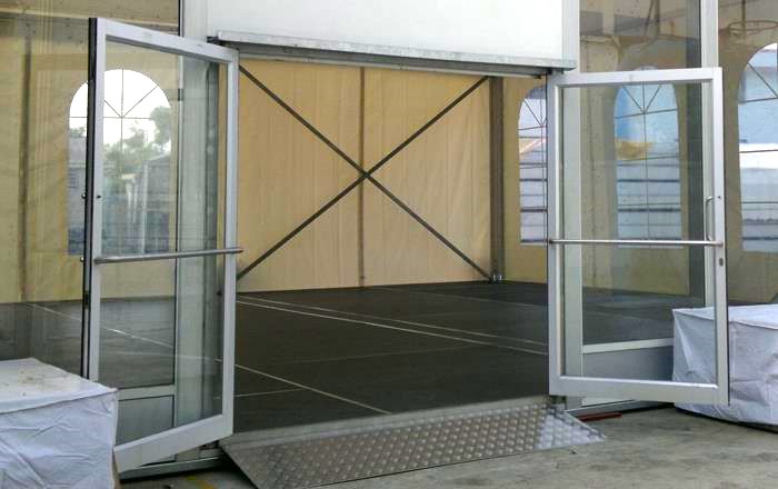 Tent glass door
